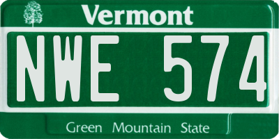 VT license plate NWE574