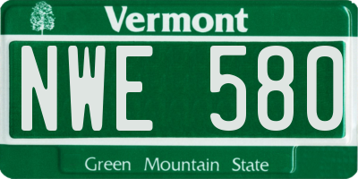 VT license plate NWE580