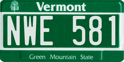 VT license plate NWE581