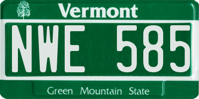 VT license plate NWE585