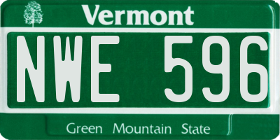 VT license plate NWE596