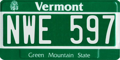 VT license plate NWE597