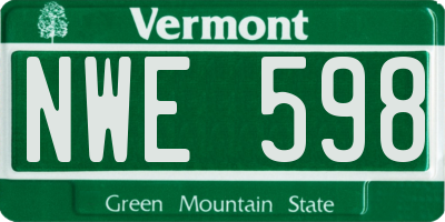 VT license plate NWE598