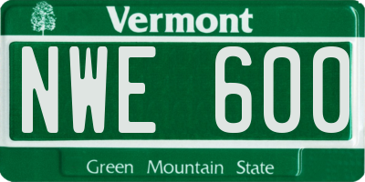 VT license plate NWE600