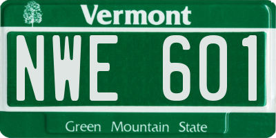 VT license plate NWE601