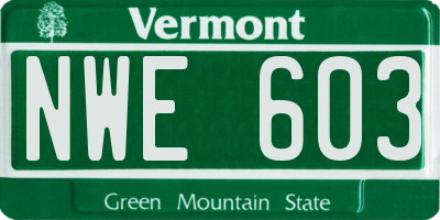 VT license plate NWE603
