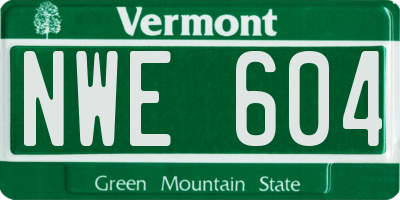 VT license plate NWE604