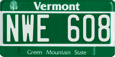 VT license plate NWE608