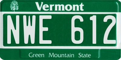VT license plate NWE612