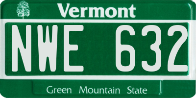 VT license plate NWE632