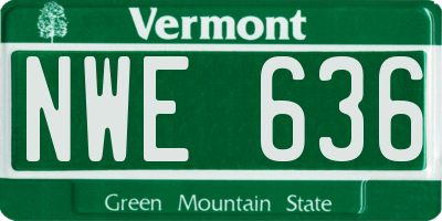 VT license plate NWE636