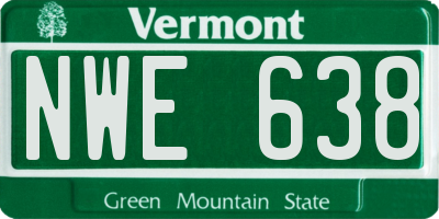 VT license plate NWE638