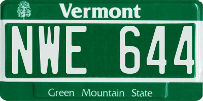VT license plate NWE644