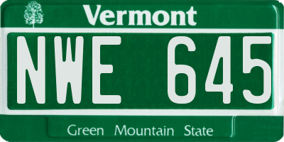 VT license plate NWE645