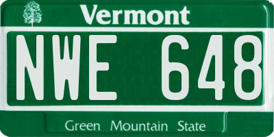 VT license plate NWE648