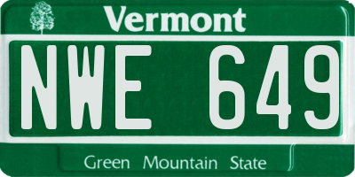 VT license plate NWE649