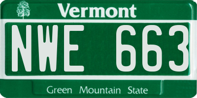VT license plate NWE663