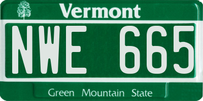 VT license plate NWE665