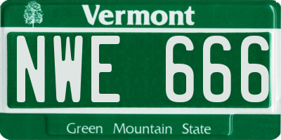 VT license plate NWE666