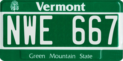 VT license plate NWE667