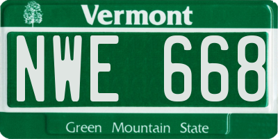 VT license plate NWE668