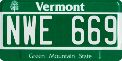 VT license plate NWE669