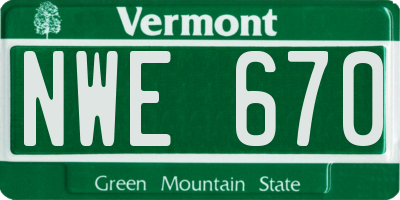 VT license plate NWE670