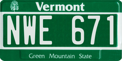 VT license plate NWE671