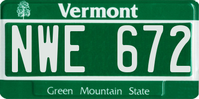 VT license plate NWE672