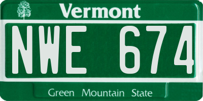 VT license plate NWE674