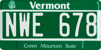 VT license plate NWE678