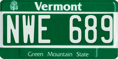 VT license plate NWE689