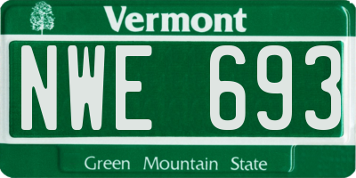 VT license plate NWE693