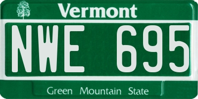 VT license plate NWE695