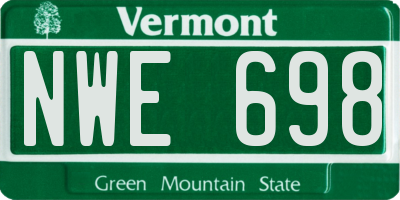 VT license plate NWE698