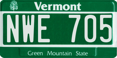 VT license plate NWE705