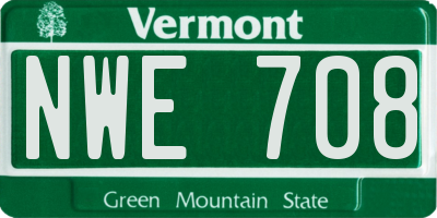 VT license plate NWE708