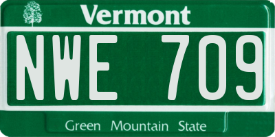 VT license plate NWE709
