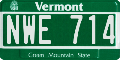 VT license plate NWE714
