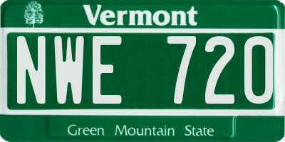 VT license plate NWE720