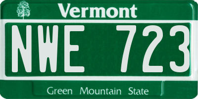 VT license plate NWE723