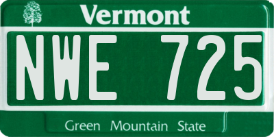 VT license plate NWE725