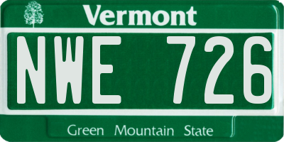 VT license plate NWE726