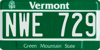 VT license plate NWE729