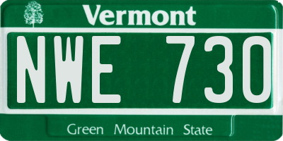 VT license plate NWE730