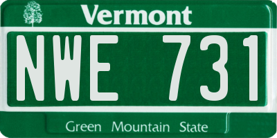 VT license plate NWE731