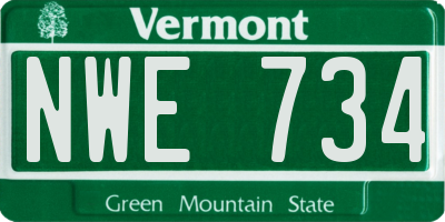 VT license plate NWE734
