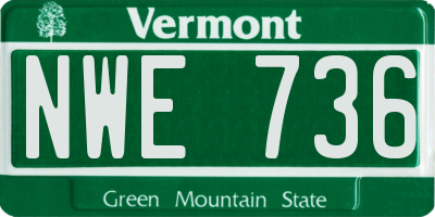 VT license plate NWE736
