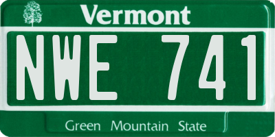 VT license plate NWE741