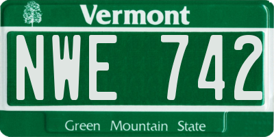 VT license plate NWE742